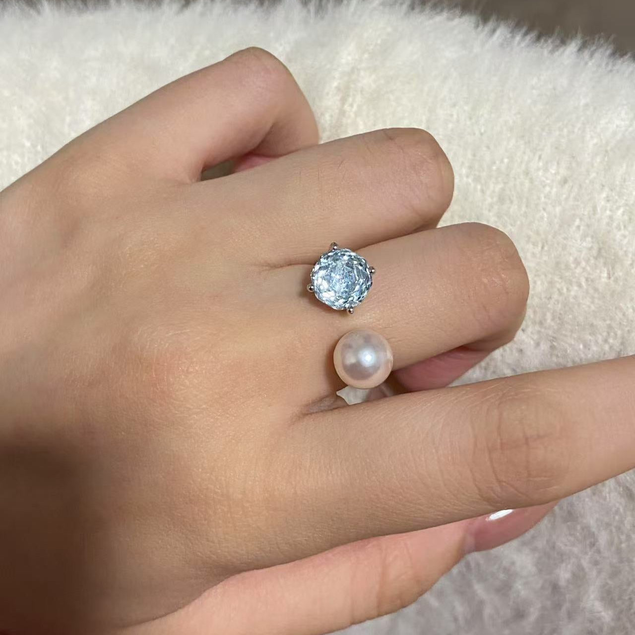 Blue Rock Sugar Akoya Pearl Ring ARS8000