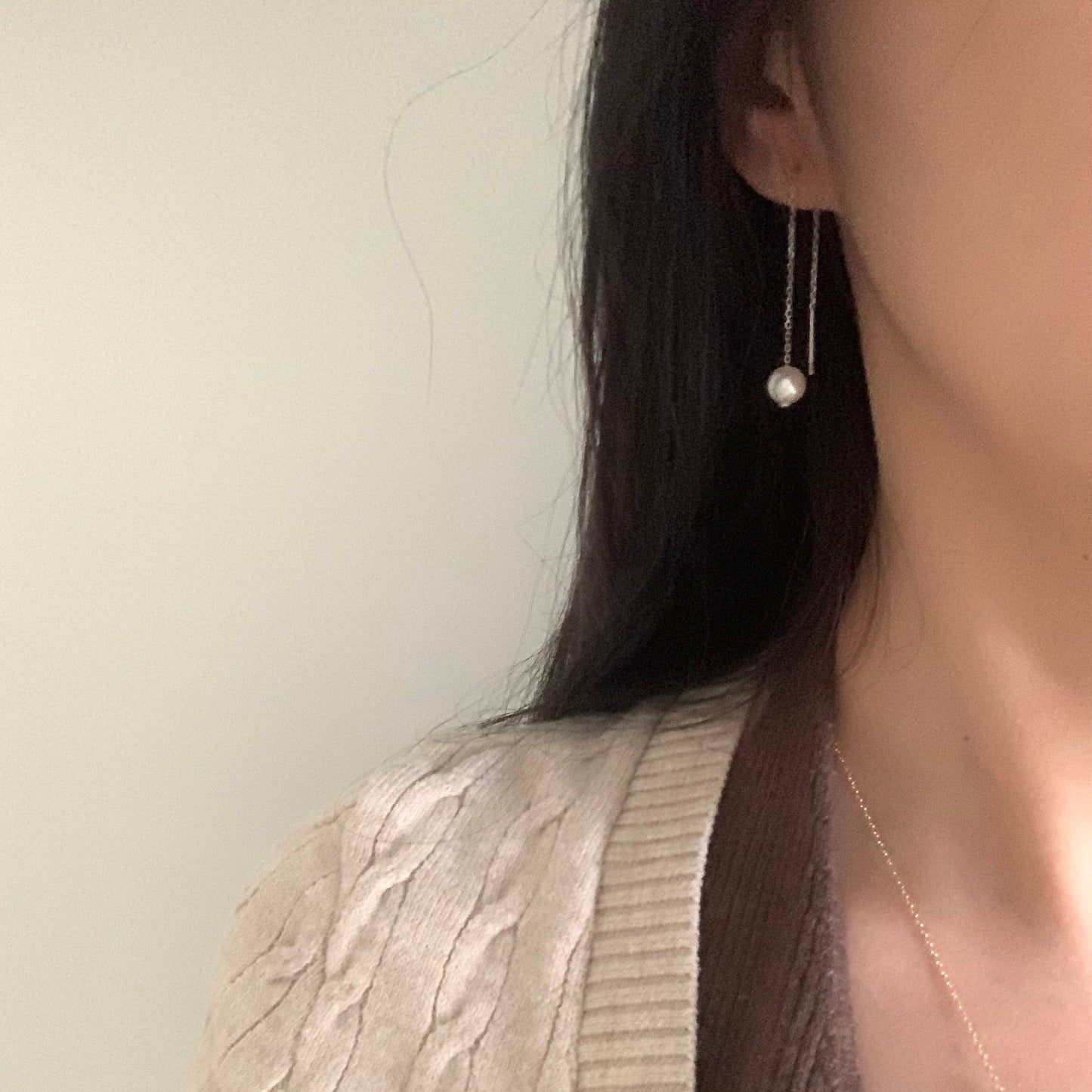 7-7.5mm Akoya Pearl Threader Earrings
