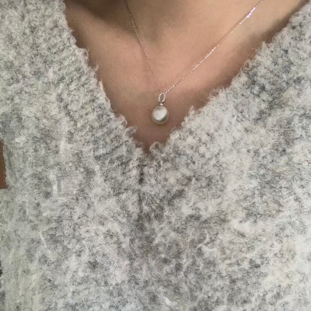 12-13mm 18K White Gold Australian South Sea Pearl Necklace