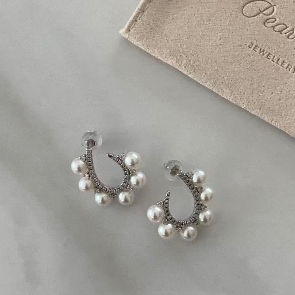 4.5-5mm Horseshoe Freshwater Pearl Earrings