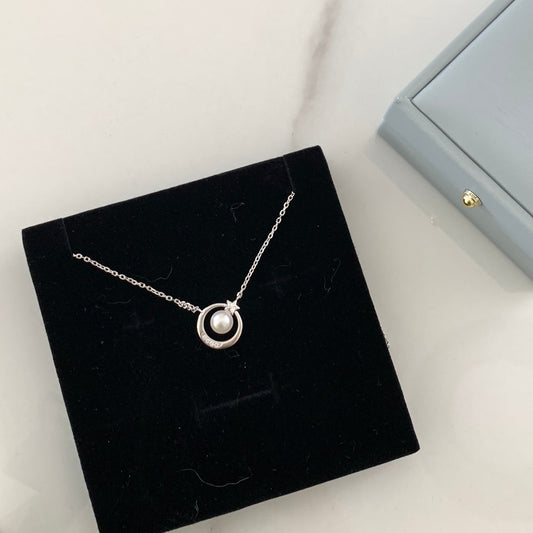Akoya Star Moon Necklace - Silver