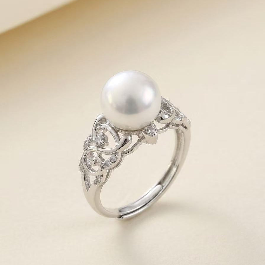 9-10mm Vintage-Style Freshwater Pearl Ring - Silver