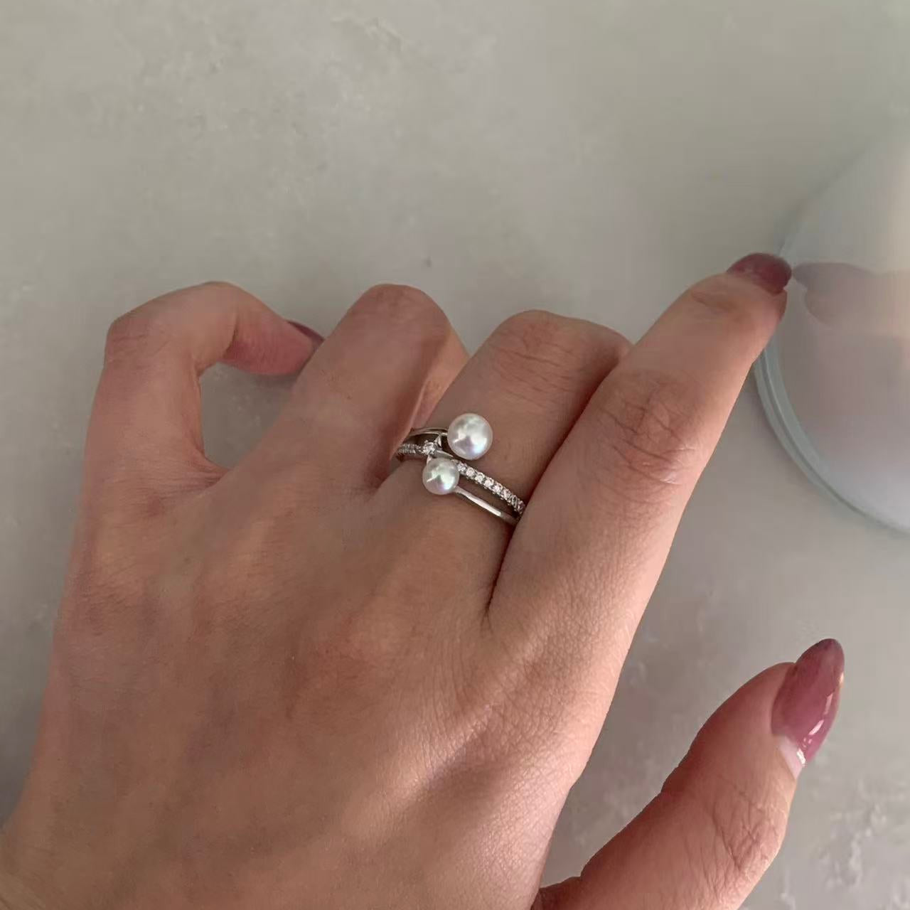 Freshwater Pearl Star Double Band Ring