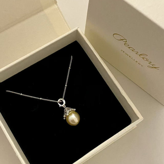 11-12mm Mini Straw Hat South Sea Golden Pearl Necklace