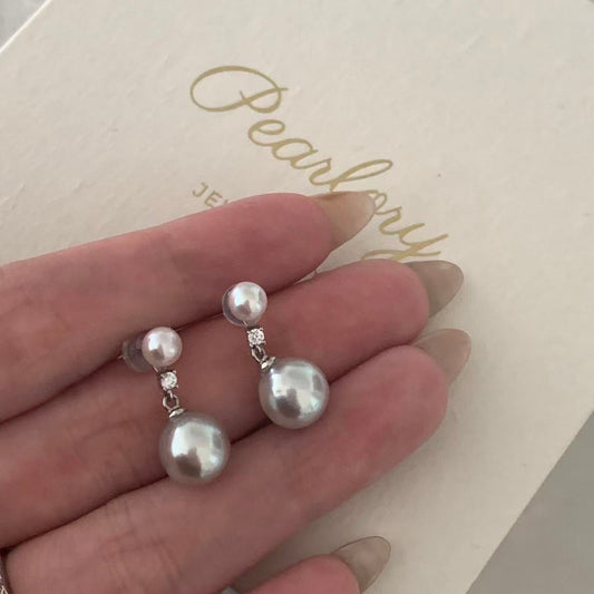 Hanadama Akoya Pearl Double Stud Earrings