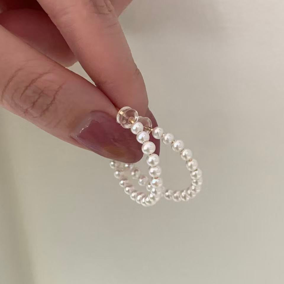 4mm Aurora Freshwater C-Shaped Earrings