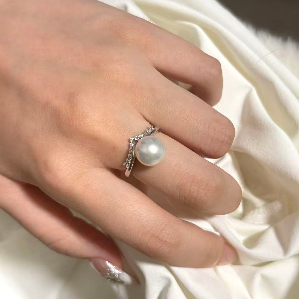 10mm Elegant V Freshwater Pearl Ring
