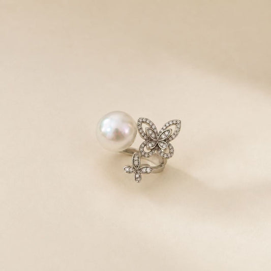 10-11mm Twin Butterfly Australian South Sea Pearl Ring