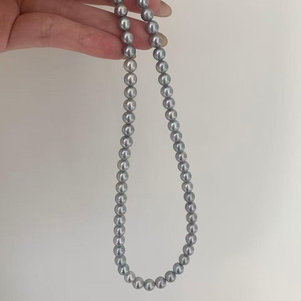 6-6.5mm Sky Mirror Akoya Gray Pearl Necklace