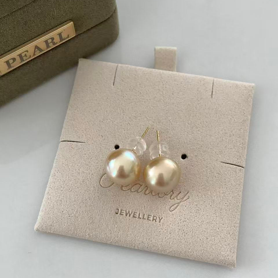 11-12mm 18K Golden South Sea Pearl Stud Earrings