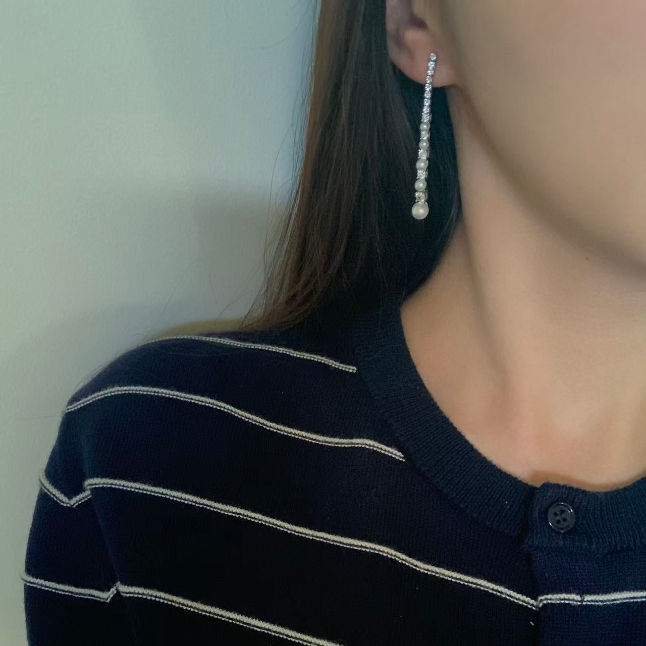 3.5-6mm Multi-pearl Tassel Earrings