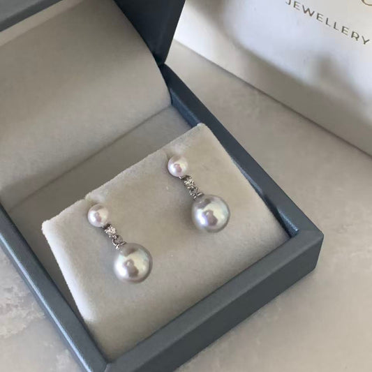 Hanadama Akoya Pearl Double Stud Earrings