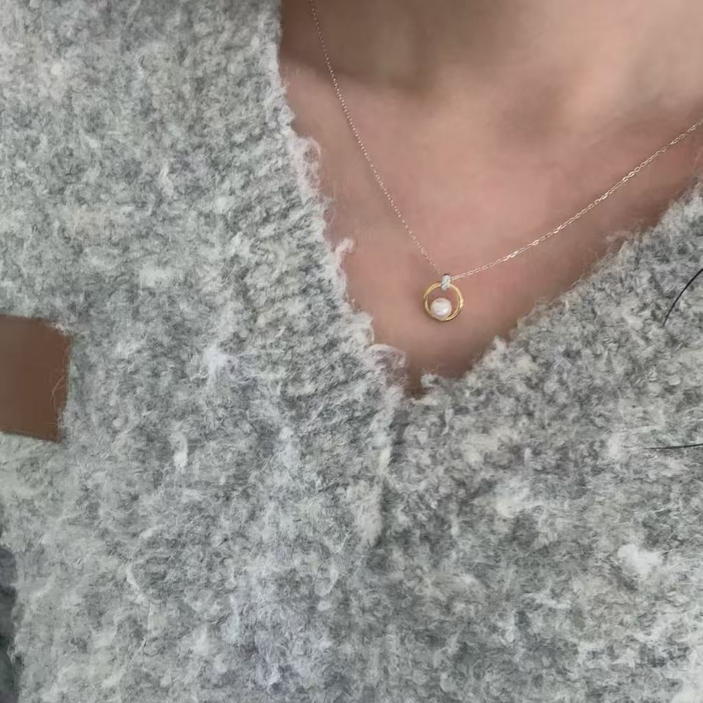 Akoya Pearl Double Halo Necklace