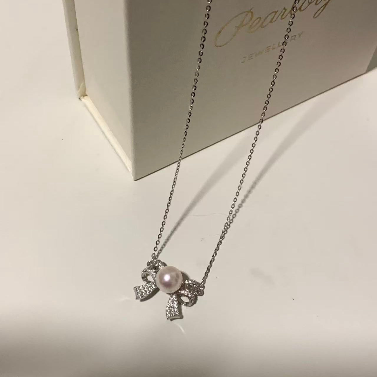 8mm Butterfly Bow Akoya Pearl Necklace