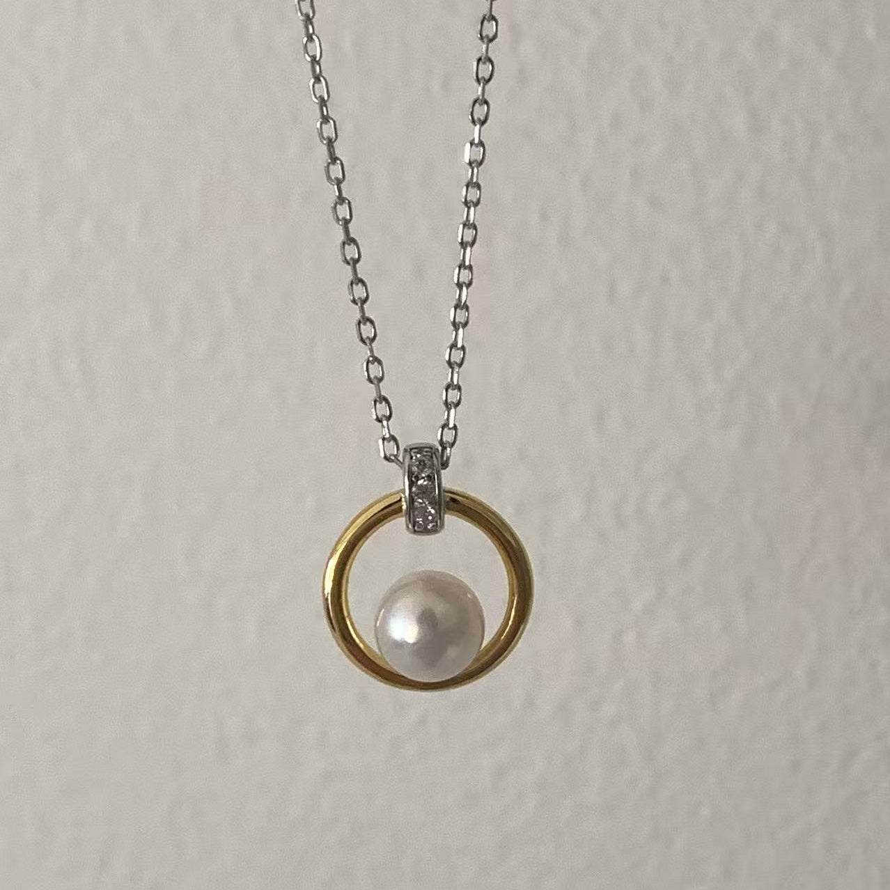 Akoya Pearl Double Halo Necklace
