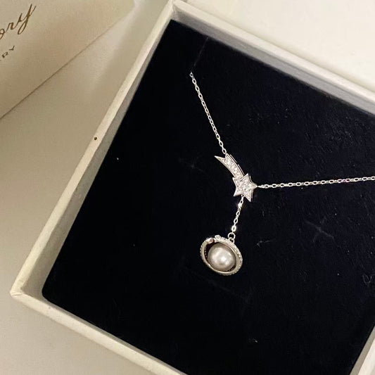 8.5mm Comet Akoya Grey Pearl Necklace