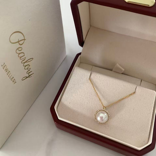 18K Gold Akoya Diamond Sunflower Pendant