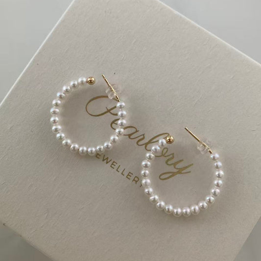 4mm Aurora Freshwater C-Shaped Earrings
