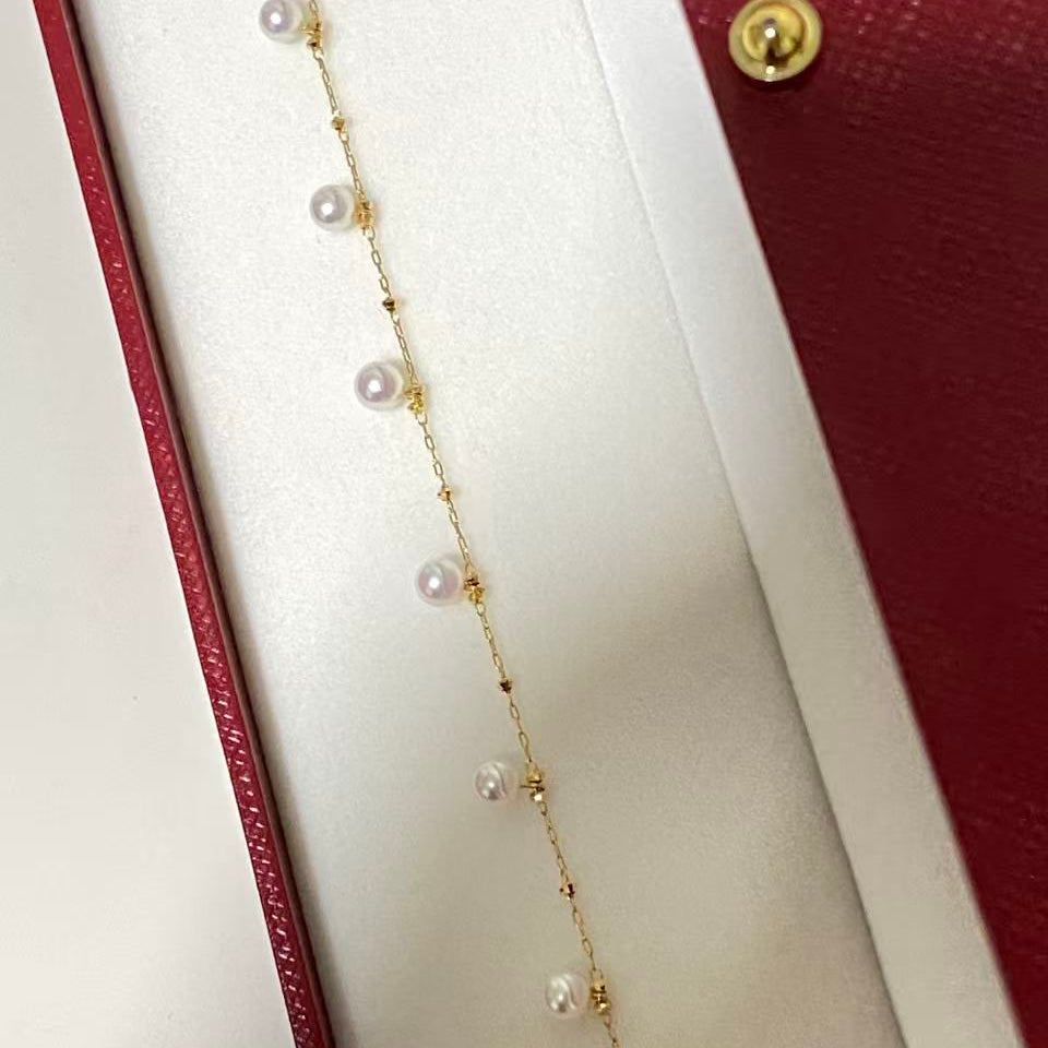4mm 18k Gold Starry Akoya Pearl Bracelet AB18K0400