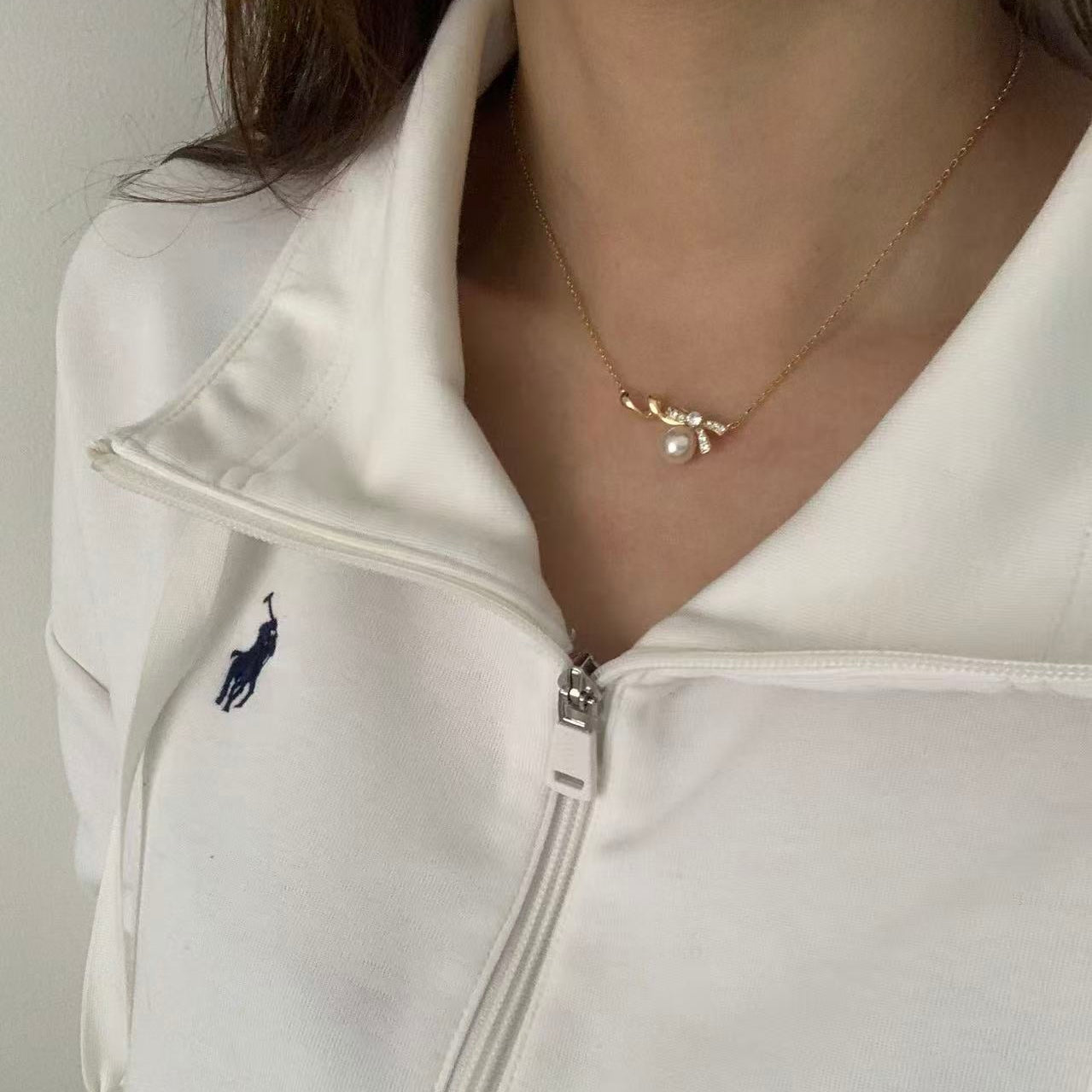 8mm Golden Bow Akoya Pearl Necklace