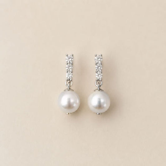 Akoya Pearl Bar Stud Earrings
