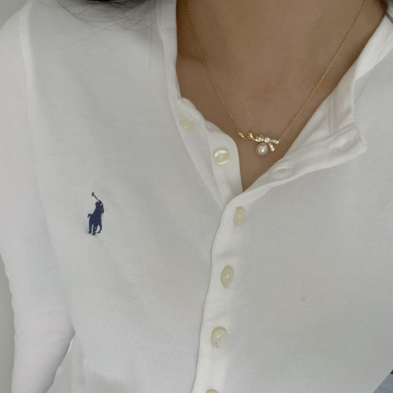 8mm Golden Bow Akoya Pearl Necklace