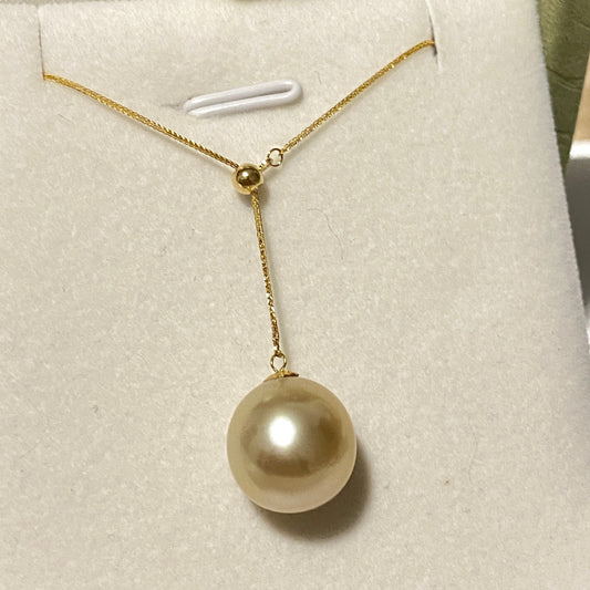 Drop-shaped South Sea Golden Pearl Necklace GND18K1112