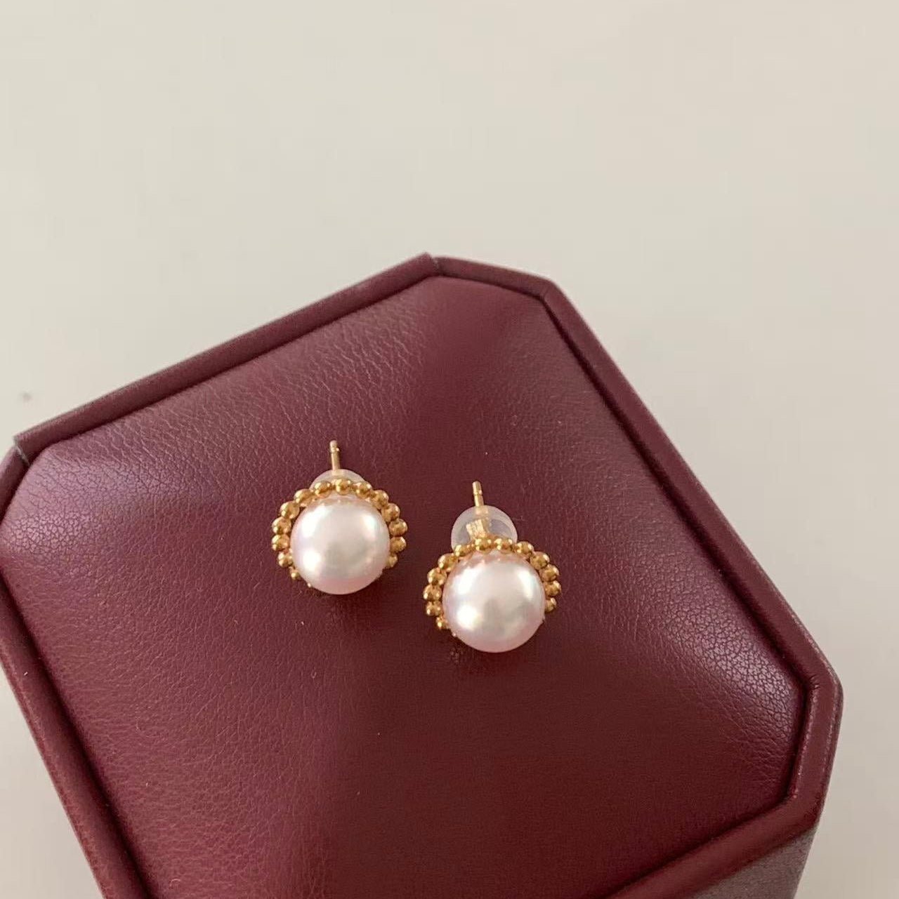 18K Gold Akoya Sunflower Stud Earrings