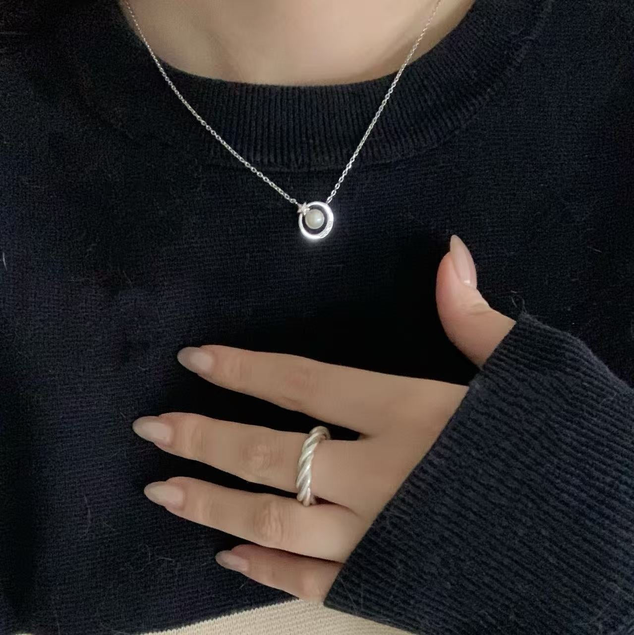 (Pre-order) Akoya Star Moon Necklace - Silver