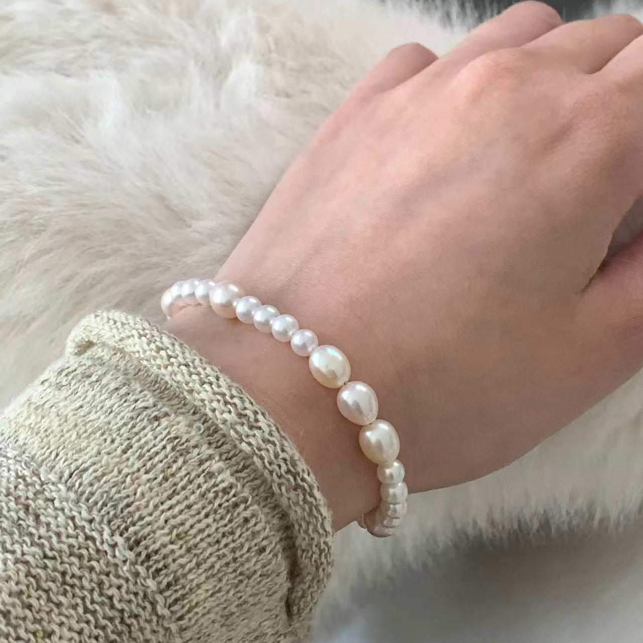 4.5-7mm Handcrafted Aurora Freshwater Pearl Bracelet