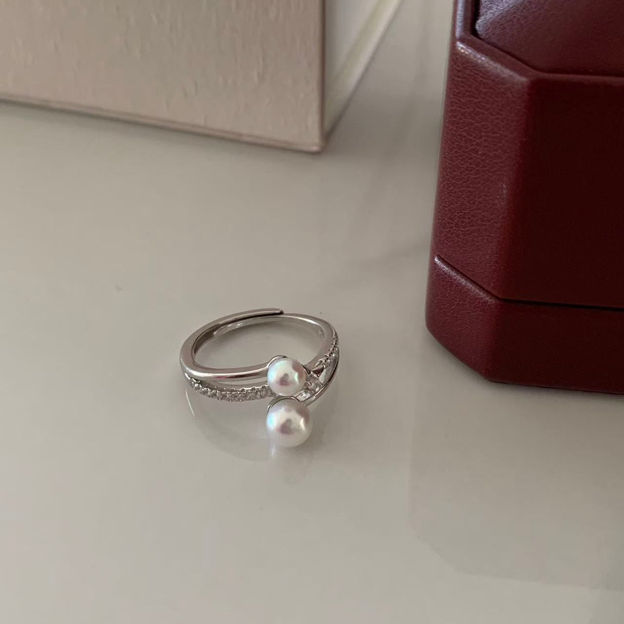Freshwater Pearl Star Double Band Ring