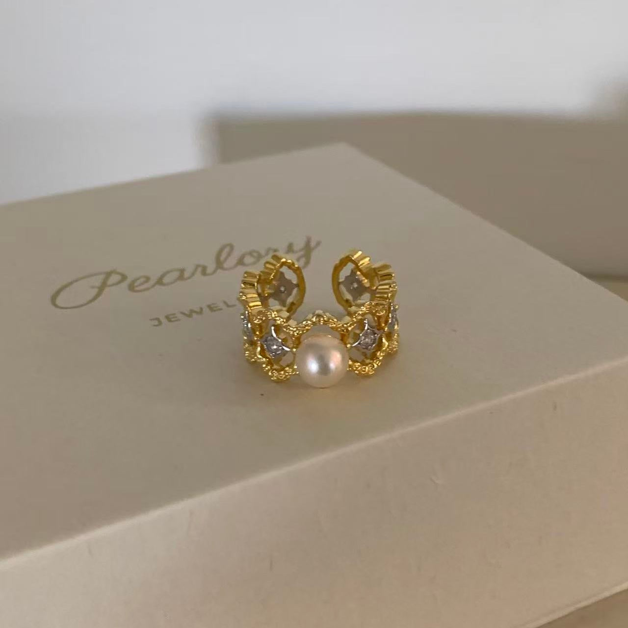 6.5-7mm Delicate Lace Freshwater Pearl Ring